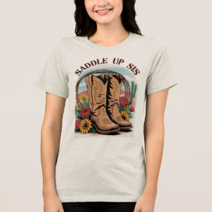 Camiseta Triblenda Sis de la silla de ruedas - Cowgirl Western Cote T