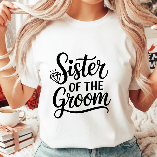 Camiseta Triblenda Sister of the Groom Elegant Script Wedding Diamond (Subido por el creador)