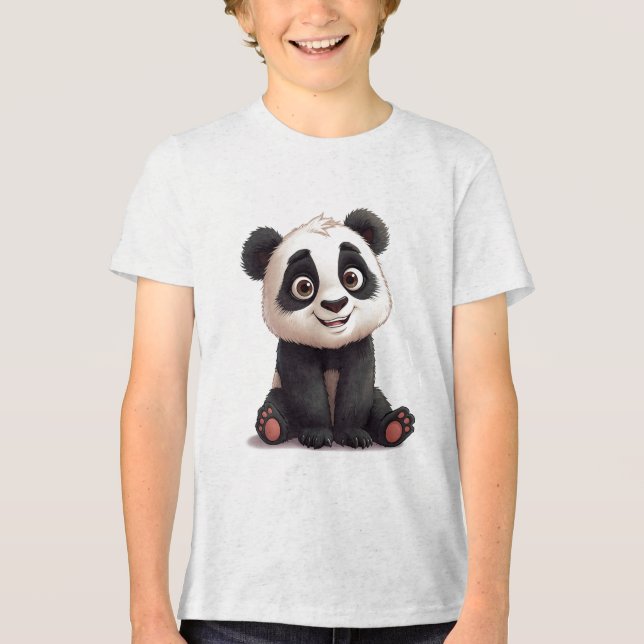 Camiseta Triblenda Sitting Panda Bear Cartoon Illustration Artwork (Anverso)