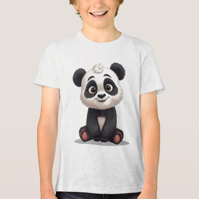 Camiseta Triblenda Sitting Panda Bear Cartoon Illustration Artwork (Anverso)