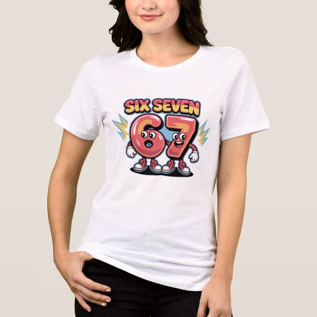 Camiseta Triblenda Six Seven Cartoon Number Design (67) (Anverso)