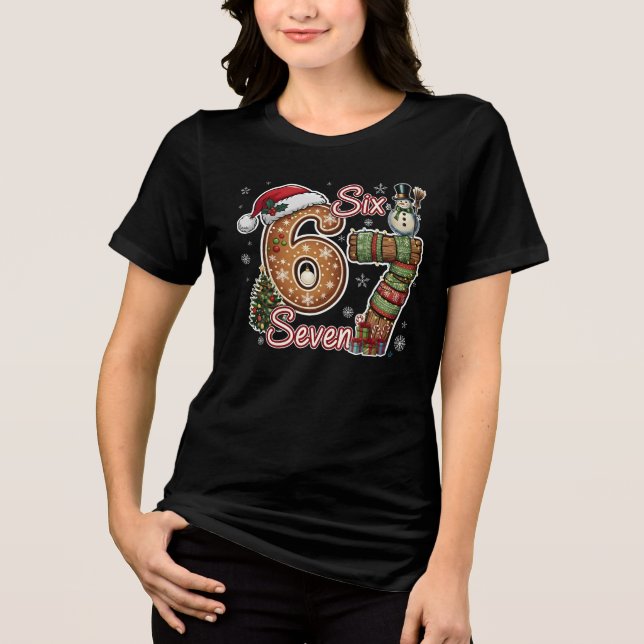Camiseta Triblenda Six Seven Meme Gingerbread Christmas Gift (Anverso)
