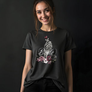 Camiseta Triblenda Skeleton Hand Heart Floral Gothcolor de agua Brida