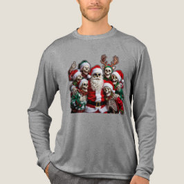 Camiseta Triblenda Skeleton Santa Christmas Group Photo – Festive 3D 