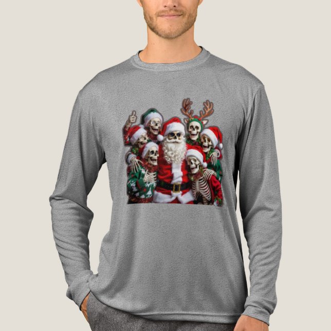 Camiseta Triblenda Skeleton Santa Christmas Group Photo – Festive 3D  (Anverso)