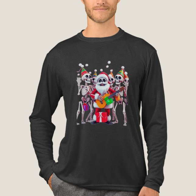 Camiseta Triblenda **Skeleton Santa Party – Funny 3D Christmas Skelet (Anverso)