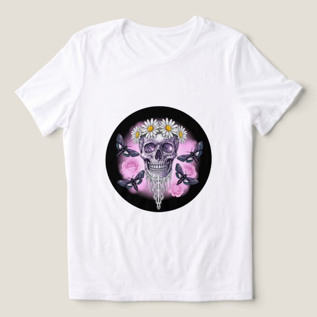 Camiseta Triblenda Skull Daisy Queen Tee 💀 🌼 (Diseño delantero )