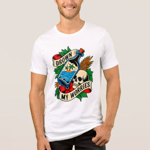 Camiseta Triblenda Skull & Sunset Tatuaje Tropical Idea de Regalo Ú