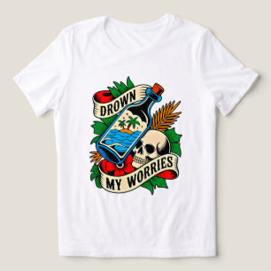 Camiseta Triblenda Skull & Sunset Tatuaje Tropical   Idea de Regalo Ú