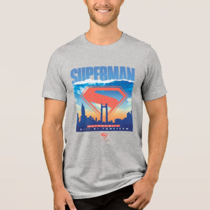 Camiseta Triblenda Skyline de Superman Metropolis