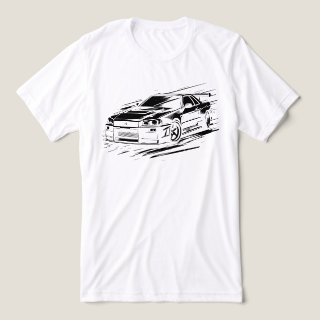 Camiseta Triblenda Skyline R34 Legendary JDM Ride Ilustracion - Blac (Diseño delantero )