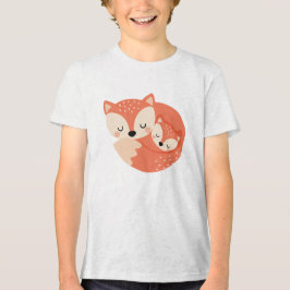 Camiseta Triblenda Sleeping Mama Fox with Baby Cub Illustration