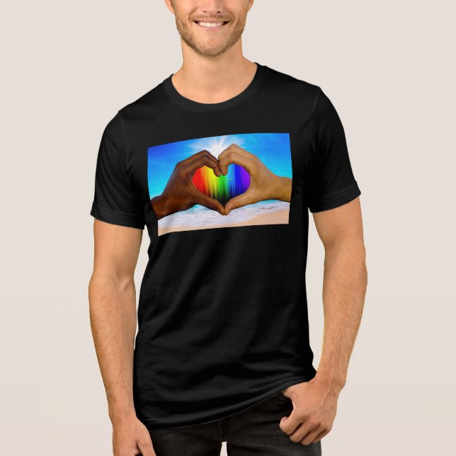 Camiseta Triblenda SlipperyJoe gradiente de corazón de arcoíris vívid (Anverso)