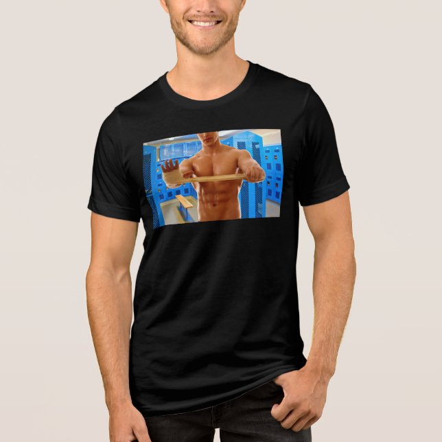 Camiseta Triblenda SlipperyJoe hombre muscular abs vestuario de baldo (Anverso)