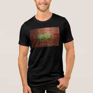 Camiseta Triblenda SlipperyJoe iluminó el letrero de neón gay brillan