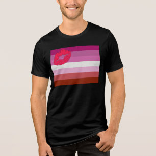 Camiseta Triblenda SlipperyJoe lápiz labial bandera de orgullo lesbia
