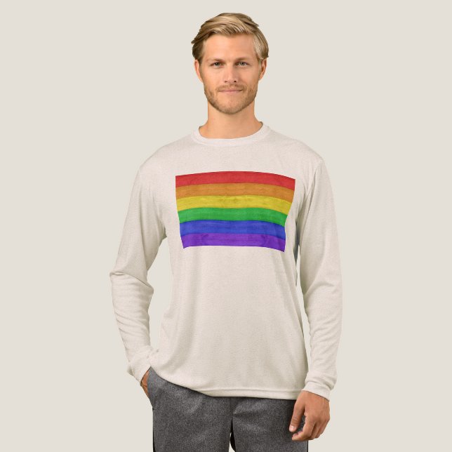 Camiseta Triblenda SlipperyJoe's pride wooden flag horizontal rainbow (Anverso Completo)