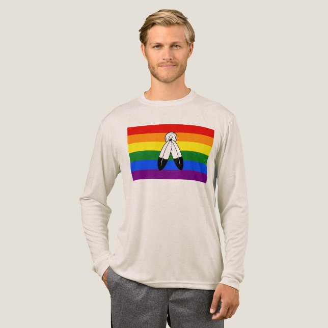 Camiseta Triblenda SlipperyJoe's Two-Spirit Pride Flag ceremonial LGB (Anverso Completo)