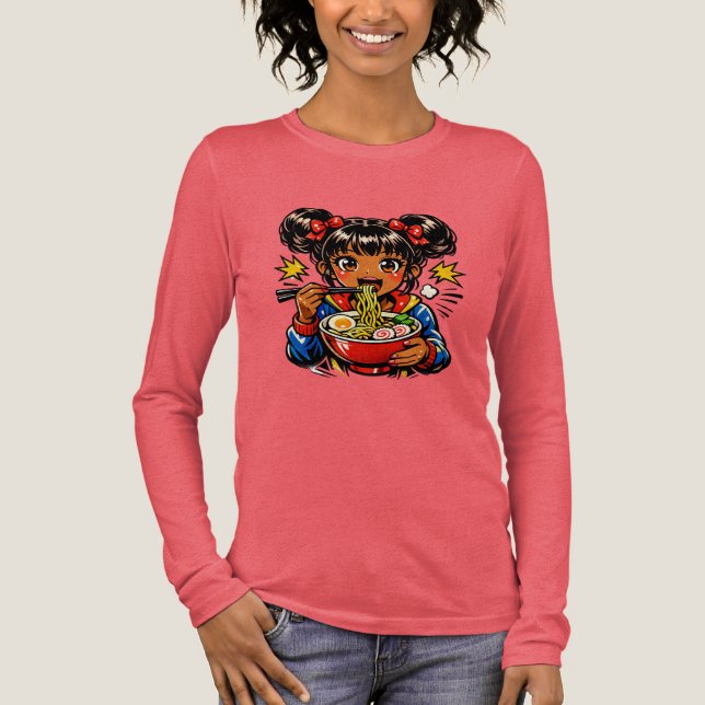 Camiseta Triblenda Slurp Nom Anime Girl Ramen Noodles (Anverso)