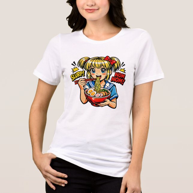 Camiseta Triblenda Slurp Nom Anime Girl Ramen Noodles (Anverso)