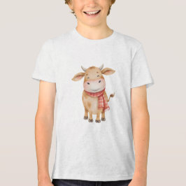 Camiseta Triblenda Smiling Baby Cow Watercolor Nursery Illustration