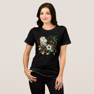 Camiseta Triblenda smiling kitten colorful cheerful flowers