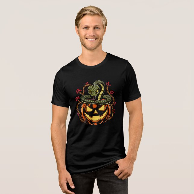 Camiseta Triblenda Snake Wrapped Around Jack-o'-Lantern Art (Anverso Completo)