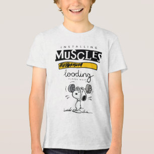Camiseta Triblenda Snoopy Cartoon Lifting Weights