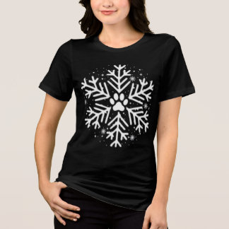 Camiseta Triblenda Snowflake Paw Print Dog Cat Pet Lover Christmas 