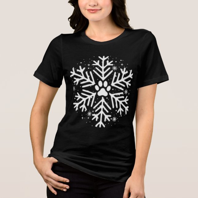 Camiseta Triblenda Snowflake Paw Print Dog Cat Pet Lover Christmas  (Anverso)