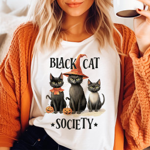 Camiseta Triblenda Sociedad de Gato Negro Vintage Halloween