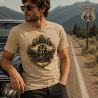 Camiseta Triblenda Sociedad de Viajes Ruta 66 Cresta de Brújula Vinta