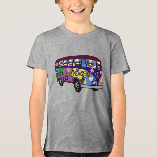 Camiseta Triblenda Sock Monkey Peace Bus  (Anverso)