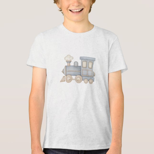 Camiseta Triblenda Soft Pastel Toy Train Locomotive Illustration (Anverso)