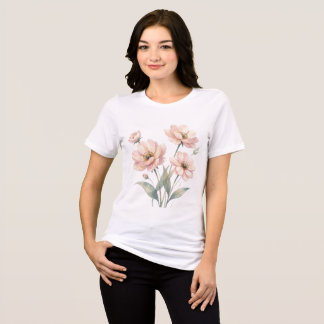 Camiseta Triblenda Soft Pink Floral Watercolor Bouquet Art