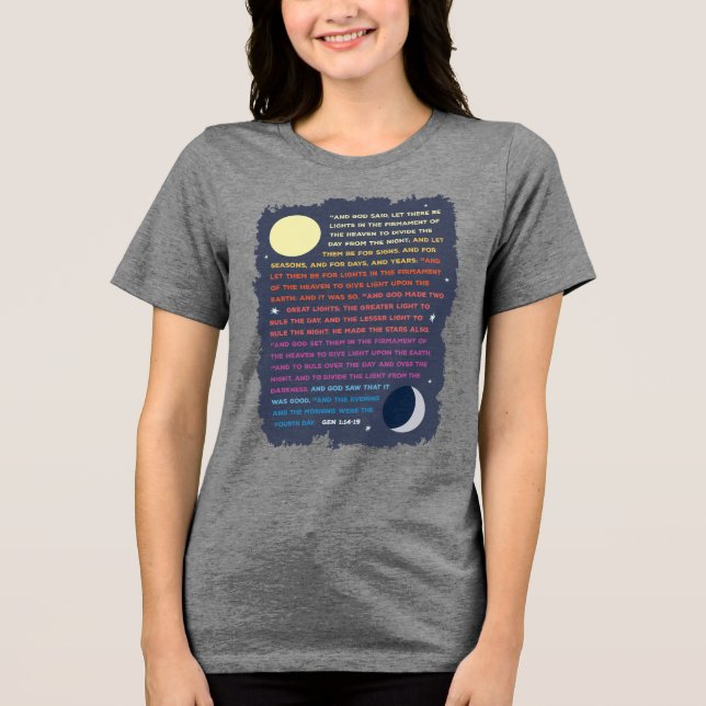 Camiseta Triblenda Sol génesis, luna y estrellas (Anverso)