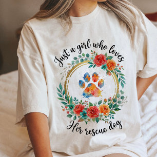 Camiseta Triblenda Sólo Una Chica Que Ama A Su Perro Rescatado Acuare