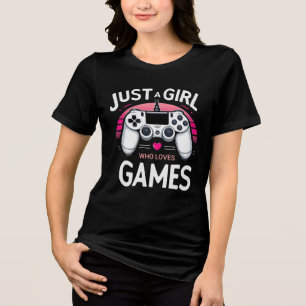 Camiseta Triblenda Solo una chica que ama los juegos Mandos de Pink S