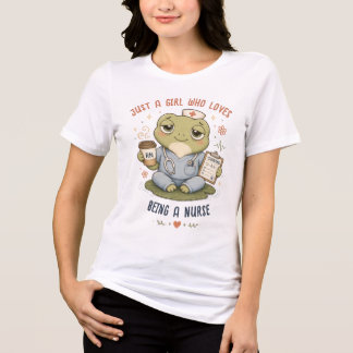 Camiseta Triblenda Sólo Una Chica Que Ama Ser Enfermera Rana Linda Ca