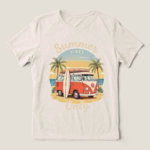 Camiseta Triblenda Sólo Vibes de Verano - Escenario Retro Van Beach