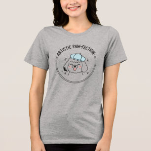 Camiseta Triblenda Sombrero Azul Artístico Diseño de Línea Negra Pood
