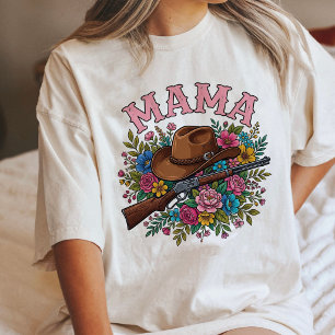 Camiseta Triblenda Sombrero de vaquero de mamá Rifle Floral Rústico A