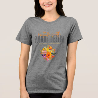 Camiseta Triblenda Sophisticated Floral Design Gray Orange Flowers 