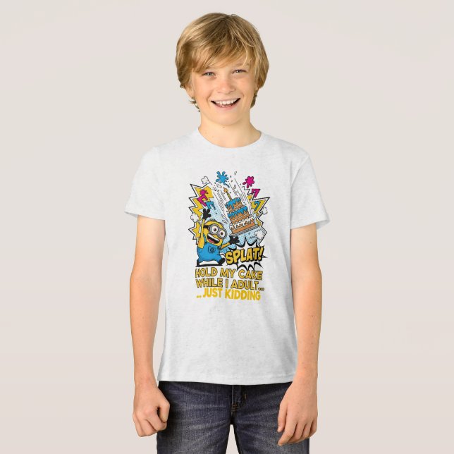 Camiseta Triblenda Sostén mi torta mientras yo soy adulta-humorística (Anverso Completo)