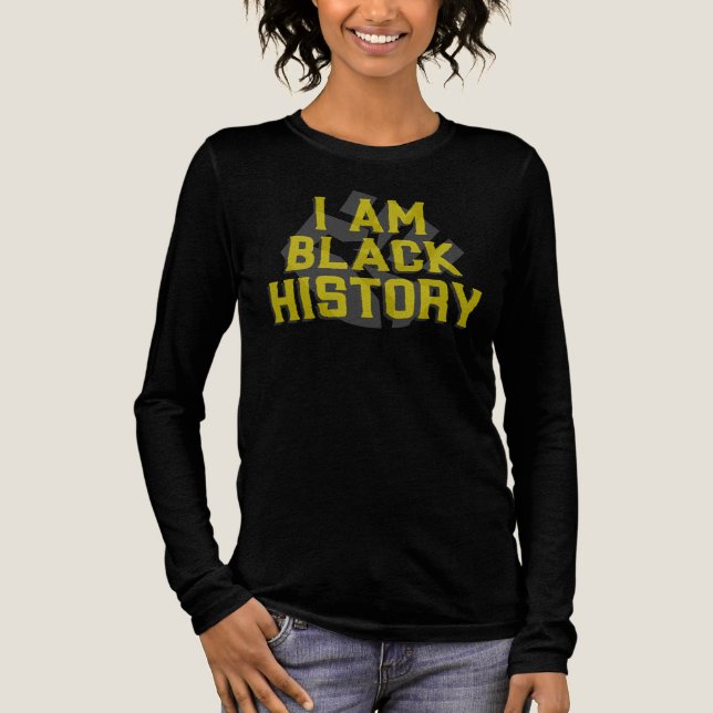 Camiseta Triblenda Soy historia negra - Manga larga del puño negro (Anverso)