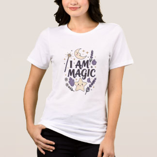 Camiseta Triblenda Soy Mágica Diseño Celestial de Luna Estrella Crist