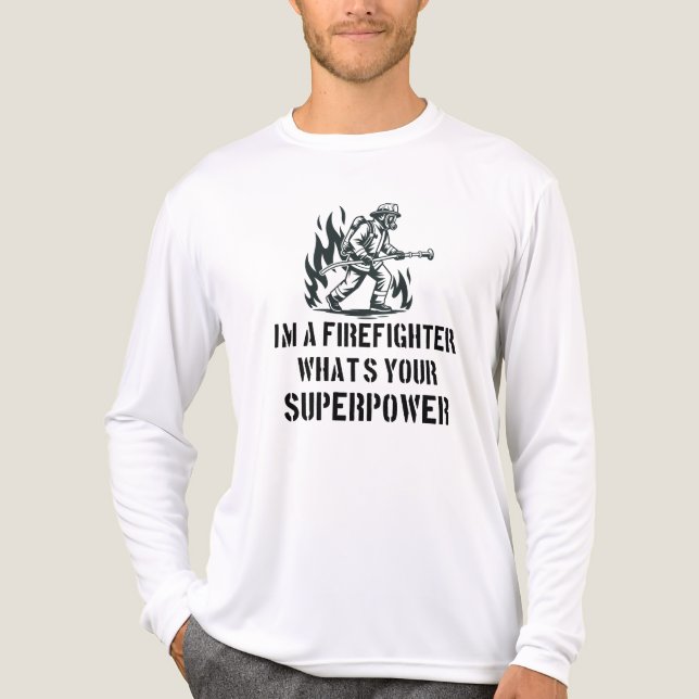 Camiseta Triblenda Soy un Bombero ¿Cuál es tu Súper Poder (Anverso )