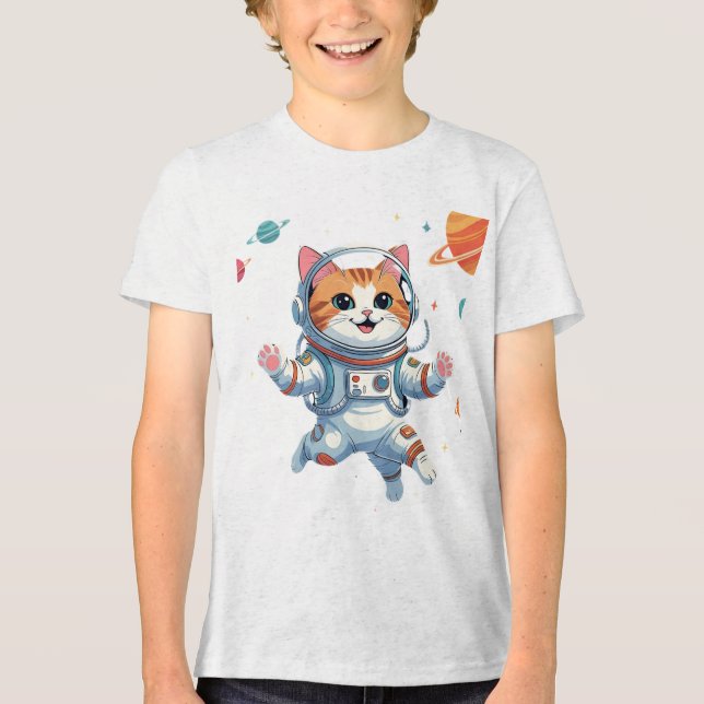 Camiseta Triblenda Space Cat Astronaut T-Shirt – Funny Cosmic Kitty  (Anverso)