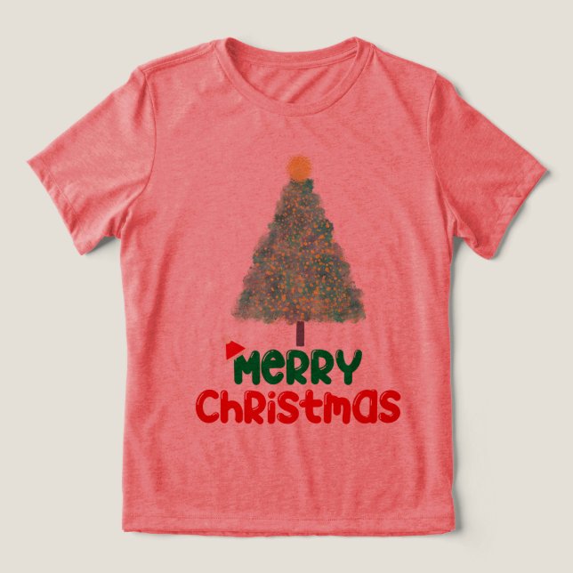 Camiseta Triblenda Sparkly Christmas Tree "Merry Christmas" Women's T (Diseño delantero )