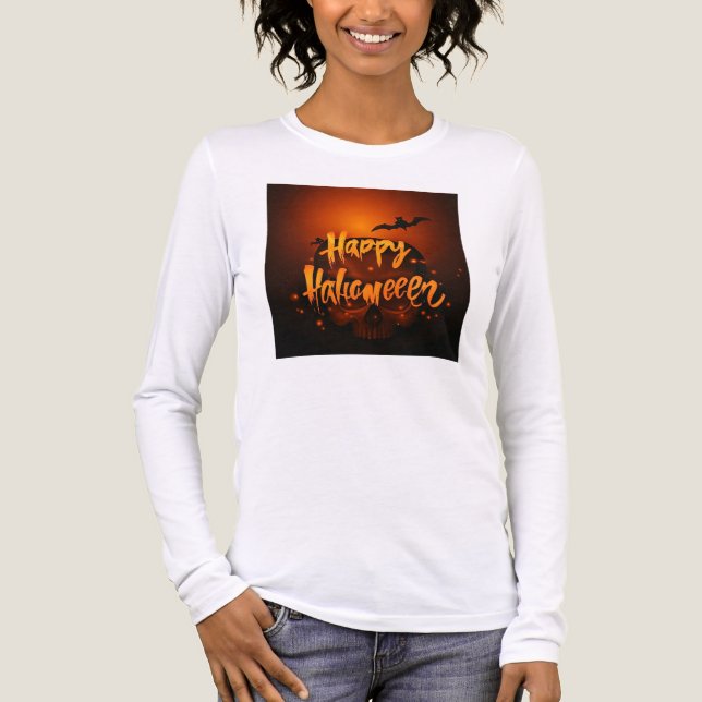 Camiseta Triblenda Spooky Bat Halloween Greet Design (Anverso)